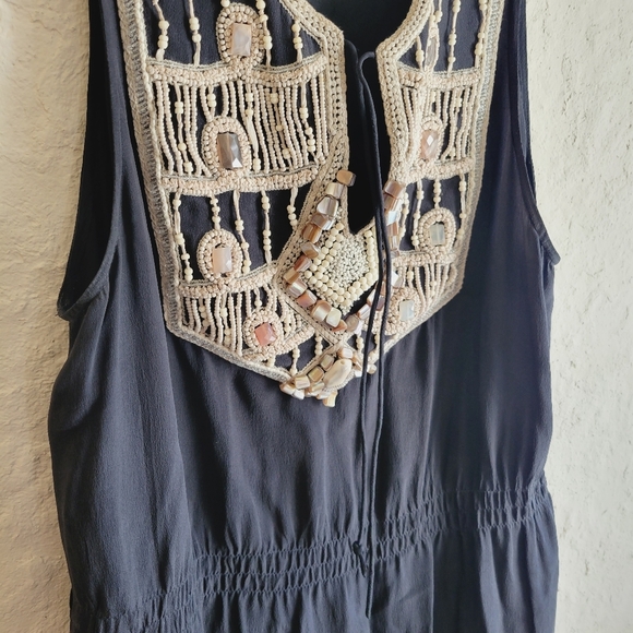 Allsaints Arcadian Black Maxi Dress Beaded Embellished Silk - Picture 12 of 15